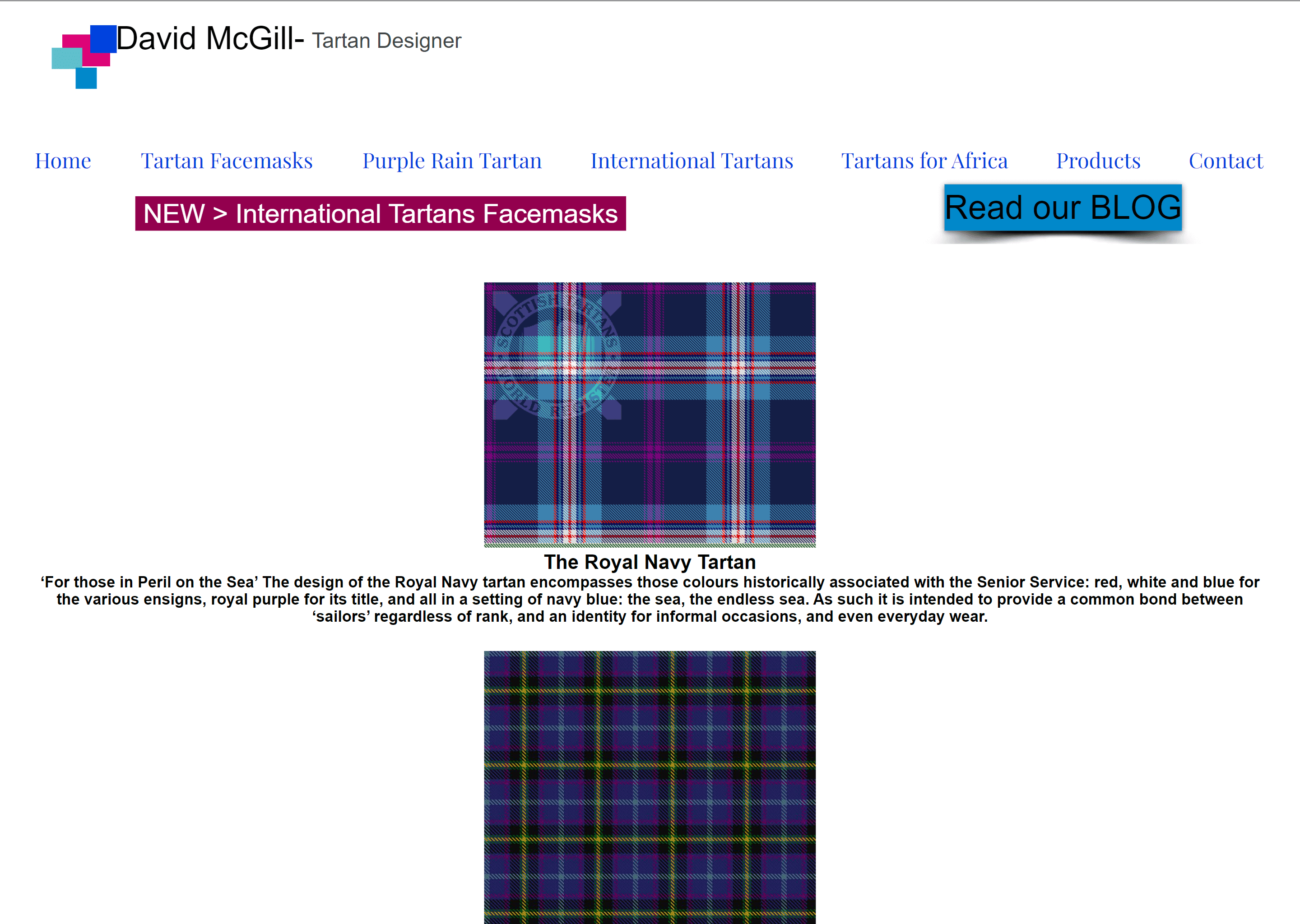 'District Tartans' page before the redesign