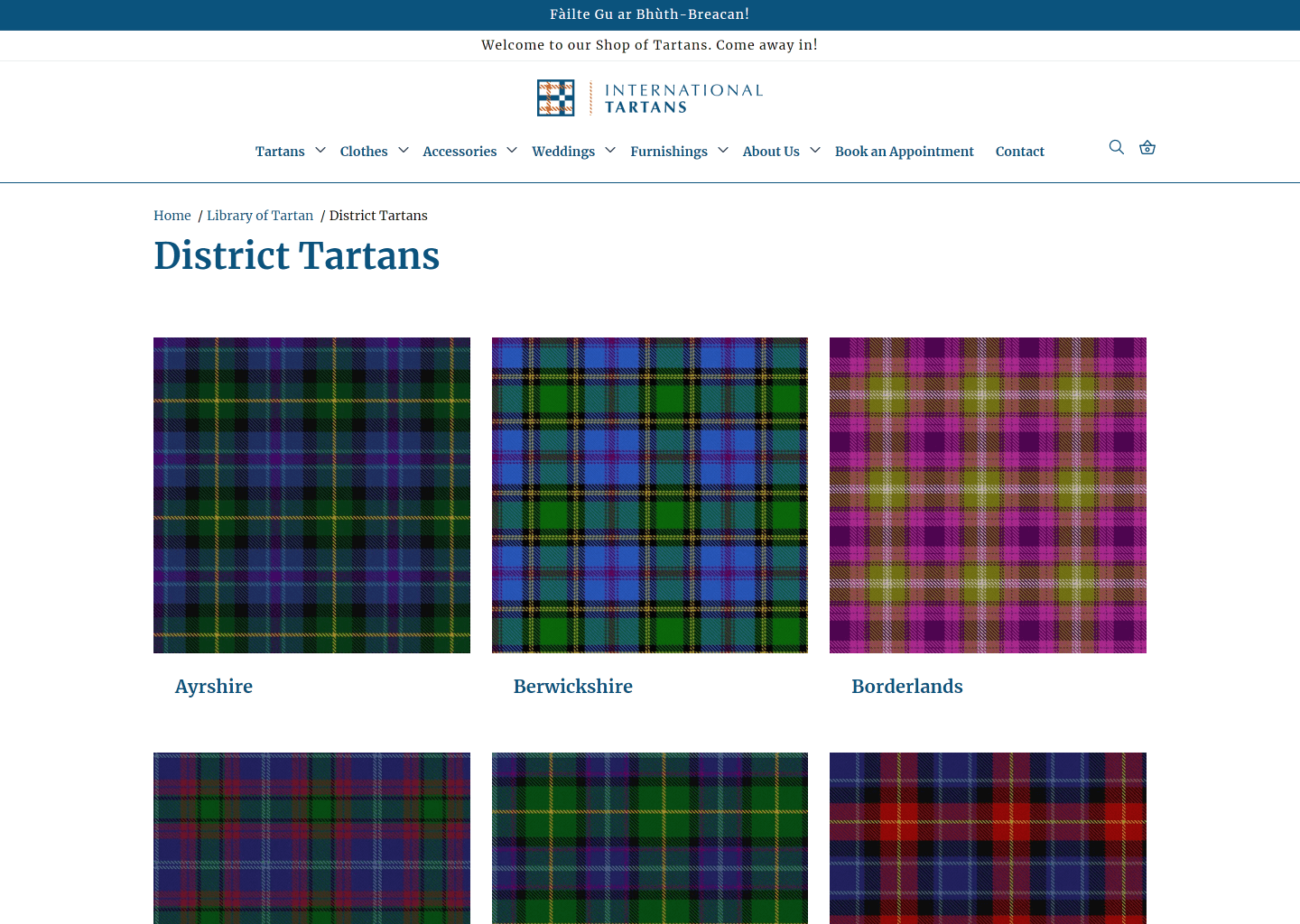 'District Tartans' page after the redesign
